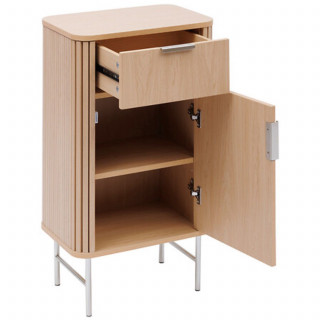 Meuble bas 1 porte et 1 tiroir effet bois clair LIORA - Beige