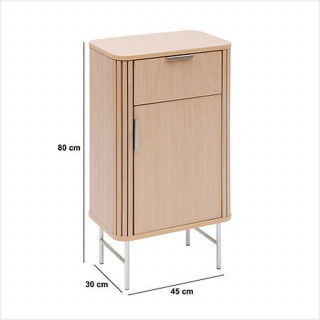 Meuble bas 1 porte et 1 tiroir effet bois clair LIORA - Beige