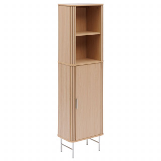 Colonne 1 porte et 2 niches effet bois clair LIORA - Beige