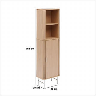 Colonne 1 porte et 2 niches effet bois clair LIORA - Beige
