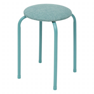 Lot de 2 tabourets d'appoint en métal et tissu chiné FLEXY - Vert Céladon