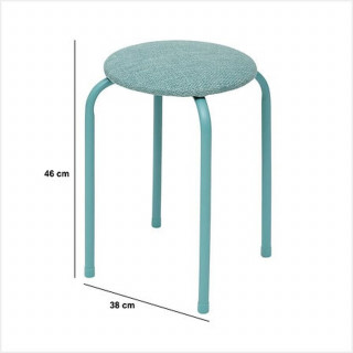 Lot de 2 tabourets d'appoint en métal et tissu chiné FLEXY - Vert Céladon