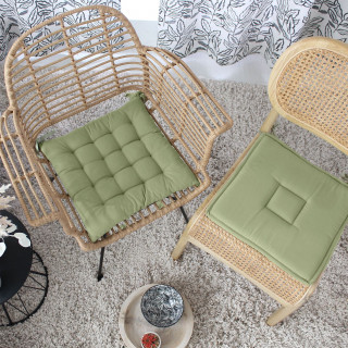 Galette de chaise plate Panama - 40 cm x 40 cm - Olive