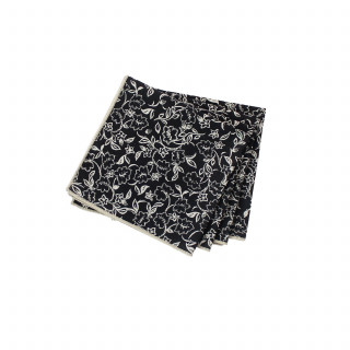 Lot de 4 serviettes de table noires avec lignes écrues LINETTE - 40 x 40 cm