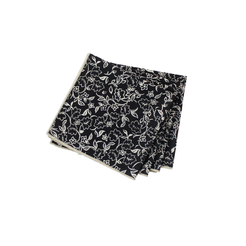 Lot de 4 serviettes de table noires avec lignes écrues LINETTE - 40 x 40 cm Lot de 4 serviettes de table noires avec lignes écrues LINETTE - 40 x 40 cm
