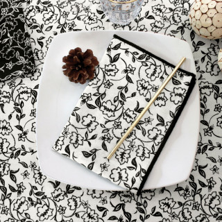 Lot de 4 serviettes de table écrues avec lignes noires LINETTE - 40 x 40 cm