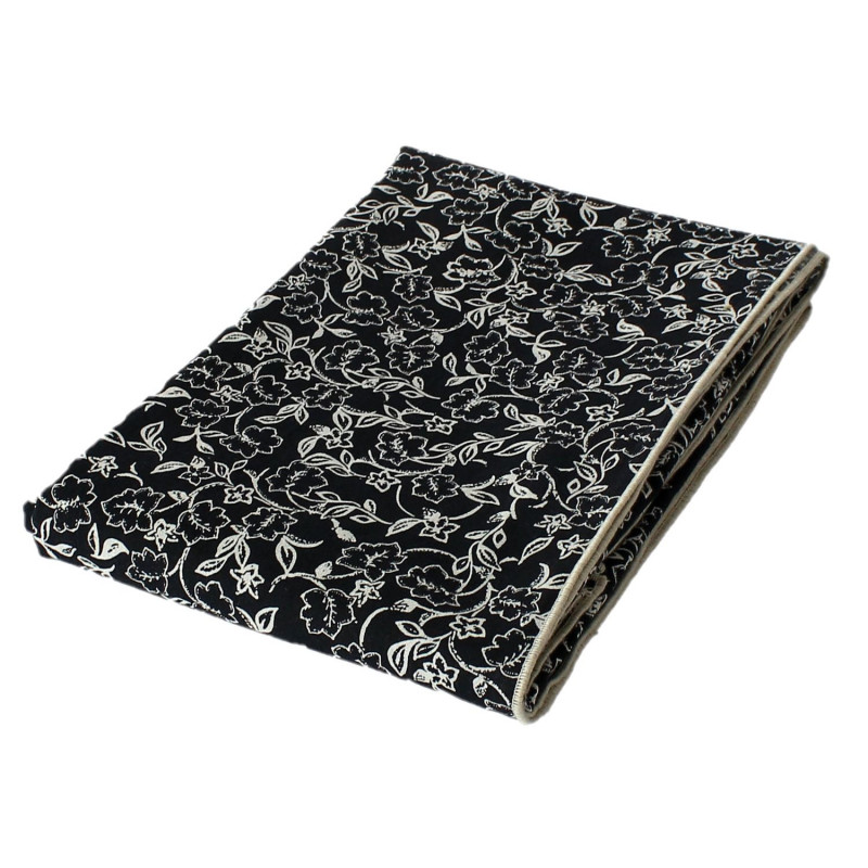 Nappe noire avec lignes écrues LINETTE - 140 x 240 cm Nappe noire avec lignes écrues LINETTE - 140 x 240 cm