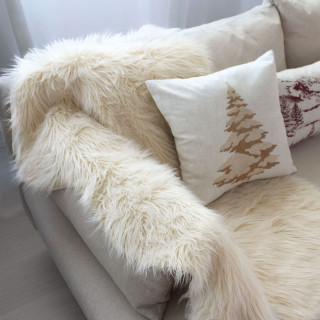 Jeté duveteux EBENE - 90 x 120 cm - Ecru