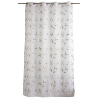 Voilage brodé NATURA - 140 x 240 cm - Blanc et beige