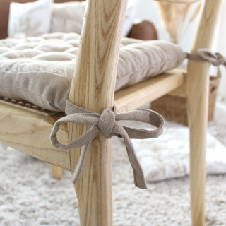Galette de chaise en coton recyclée NATURA - 38 x 38 cm - Naturel
