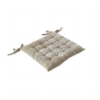 Galette de chaise en coton recyclée NATURA - 38 x 38 cm - Naturel