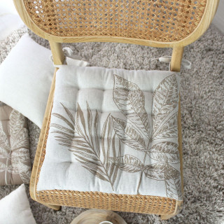 Galette de chaise en coton recyclée NATURA - 38 x 38 cm - Ecru