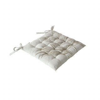 Galette de chaise en coton recyclée NATURA - 38 x 38 cm - Ecru