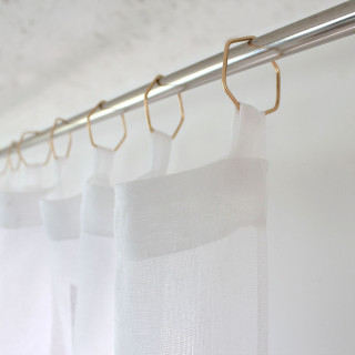 Voilage effet lin avec anneaux dorés VERA - 140 x 240 cm - Blanc