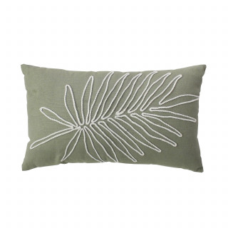 Coussin déhoussable brodé jungle MAMBO - 30 x 50 cm - Olive