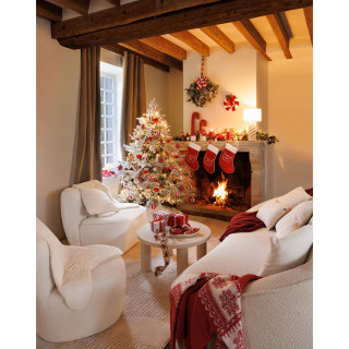 Sapin de Noël artificiel floqué FROSTY - H. 180 cm - Blanc