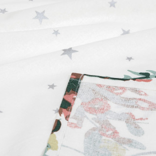 Nappe de Noël rectangulaire motifs branches et étoiles - 140 x 240 cm - Blanc
