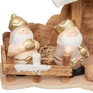 Crèche de Noël 7 santons en grès et bois