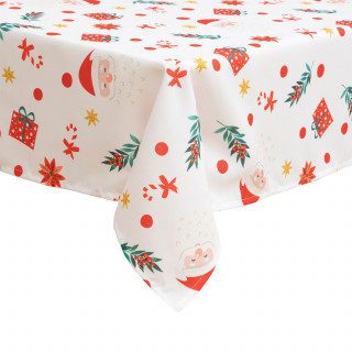 Nappe de Noël rectangulaire antitache motif Père Noël - 140 x 360 cm