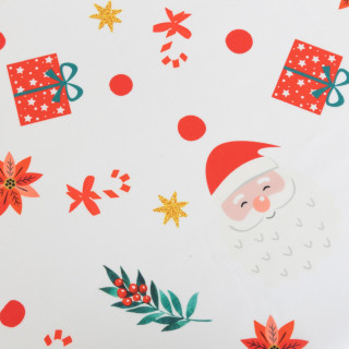 Nappe de Noël rectangulaire antitache motif Père Noël - 140 x 360 cm