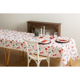 Nappe de Noël rectangulaire antitache motif Père Noël - 140 x 360 cm