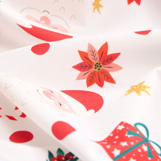 Nappe de Noël ronde antitache motif Père Noël - D. 180 cm