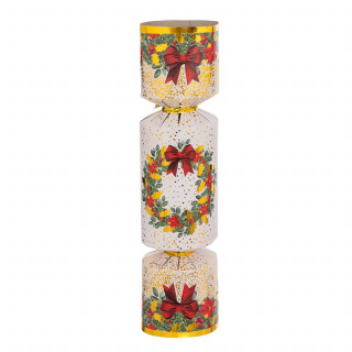 Lot de 6 crackers imprimés Couronne de Noël - Rouge et blanc
