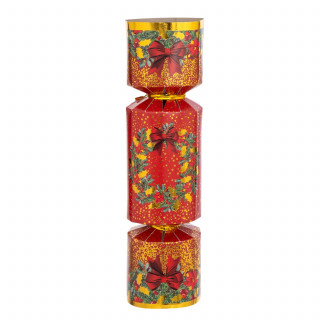 Lot de 6 crackers imprimés Couronne de Noël - Rouge et blanc