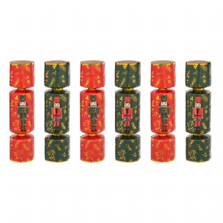 Lot de 6 crackers imprimés Casse-Noisette - Rouge et vert