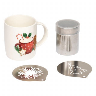 Coffret Mug de Noël avec pochoirs et saupoudreuse
