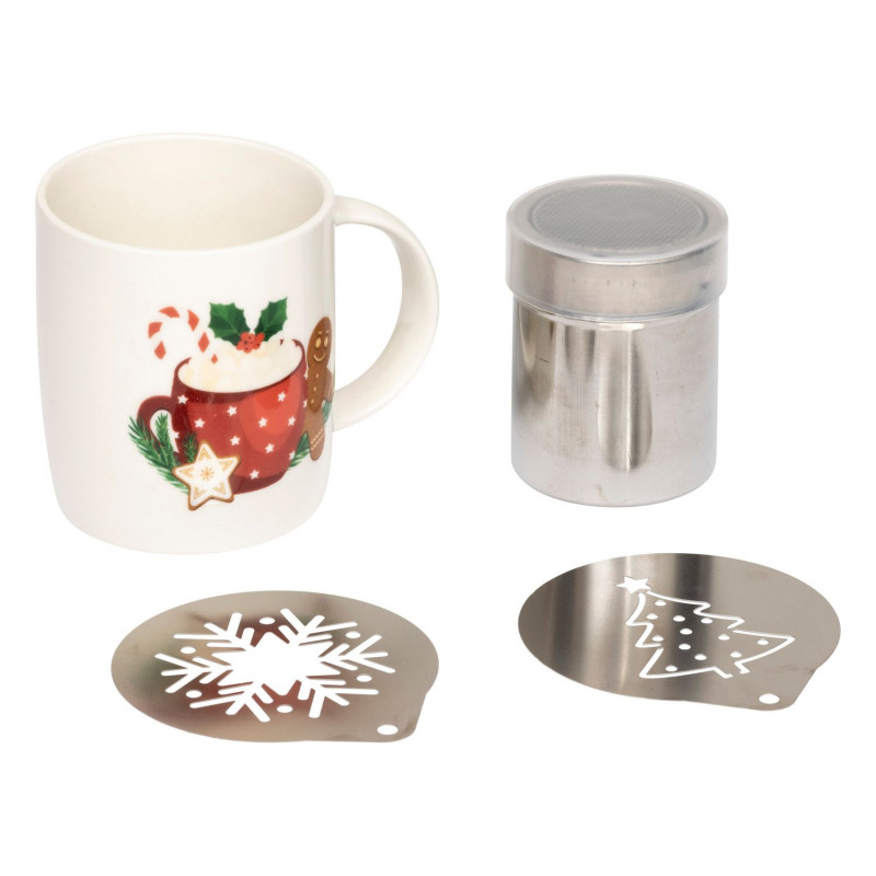 Coffret Mug de Noël avec pochoirs et saupoudreuse