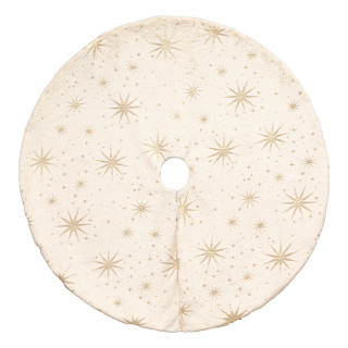 Tapis pour sapin de Noël motifs étoiles dorées - Diam 90 cm