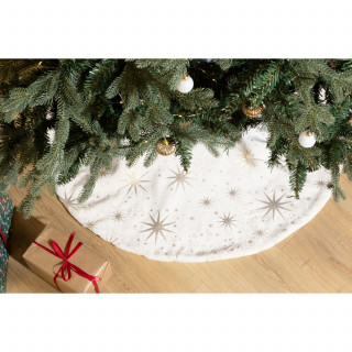 Tapis pour sapin de Noël motifs étoiles dorées - Diam 90 cm