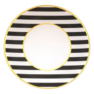 Lot de 12 assiettes de présentation RAYURES - Noir et blanc