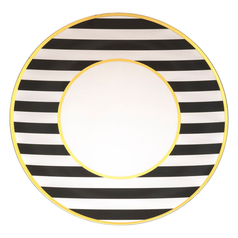 Lot de 12 assiettes de présentation RAYURES - Noir et blanc Lot de 12 assiettes de présentation RAYURES - Noir et blanc