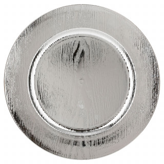 Lot de 12 assiettes de présentation effet bois - Argent