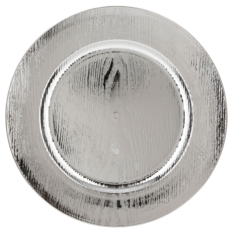 Lot de 12 assiettes de présentation effet bois - Argent