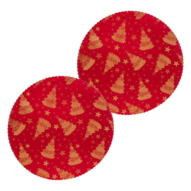 Lot de 2 sets de table en velours SAPIN - Rouge