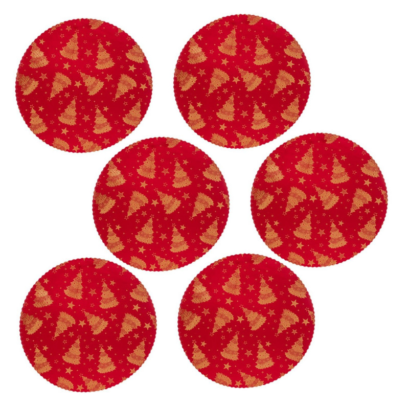 Lot de 6 sets de table en velours SAPIN - Rouge Lot de 6 sets de table en velours SAPIN - Rouge