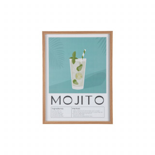 Affiche encadrée COCKTAIL - 31,5 x 41,5 cm - Bleu clair