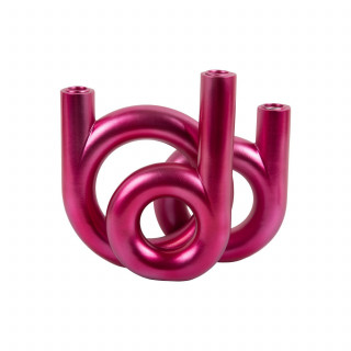 Bougeoir Anneaux moyen LOOPA - Rose