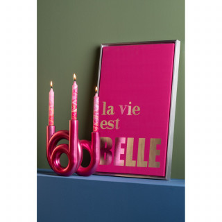 Bougeoir Anneaux moyen LOOPA - Rose