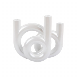 Bougeoir Anneaux moyen LOOPA - Blanc