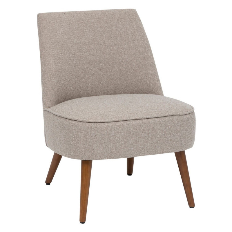 Fauteuil tissu chevron et pieds en bois GARY - Beige