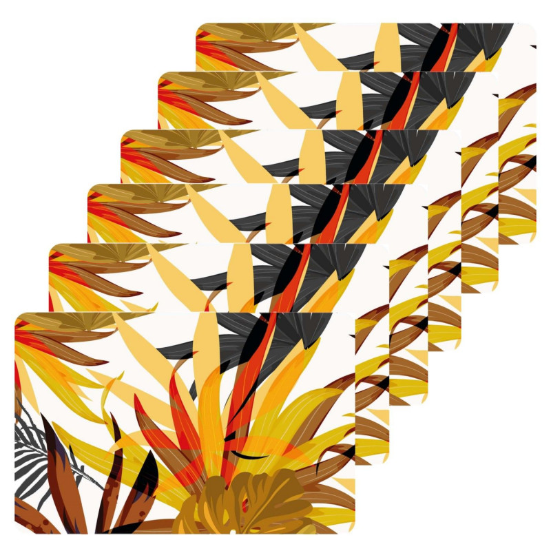 Lot de 6 sets de table Lorjung - 28 x 43 cm - Jaune