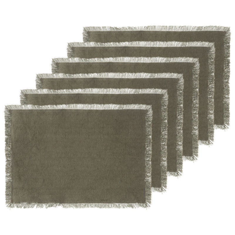Lot de 6 sets de table en coton vert kaki - 45 x 30 cm - MAHA