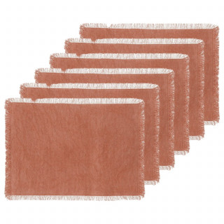Lot de 6 sets de table en coton rouge terracotta - 45 x 30 cm - MAHA