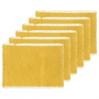 Lot de 6 sets de table en coton jaune - 45 x 30 cm - MAHA