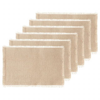 Lot de 6 sets de table en coton beige - 45 x 30 cm - MAHA