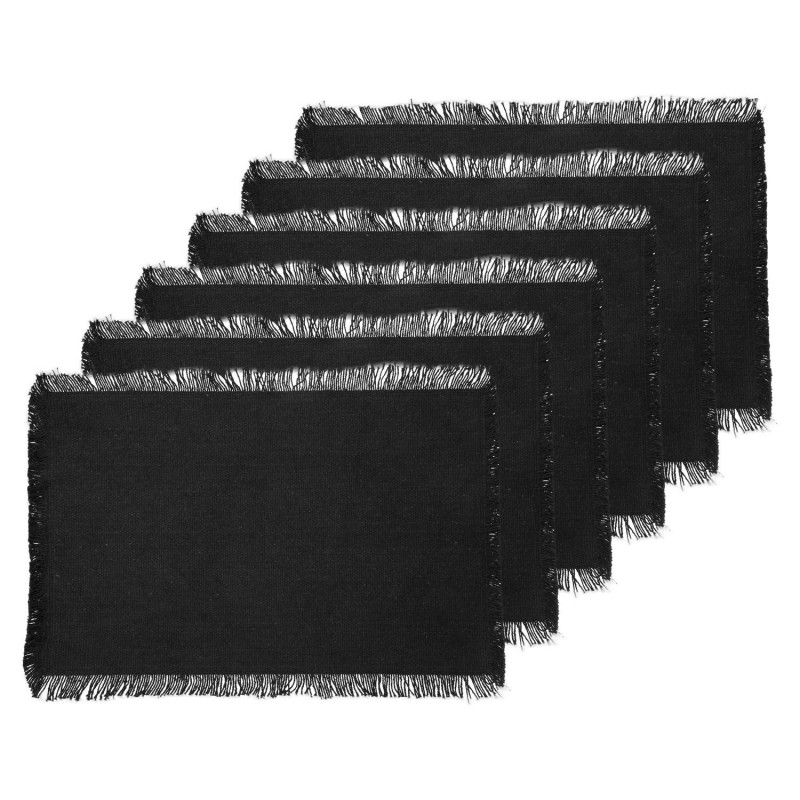 Lot de 6 sets de table en coton noir - 45 x 30 cm - MAHA